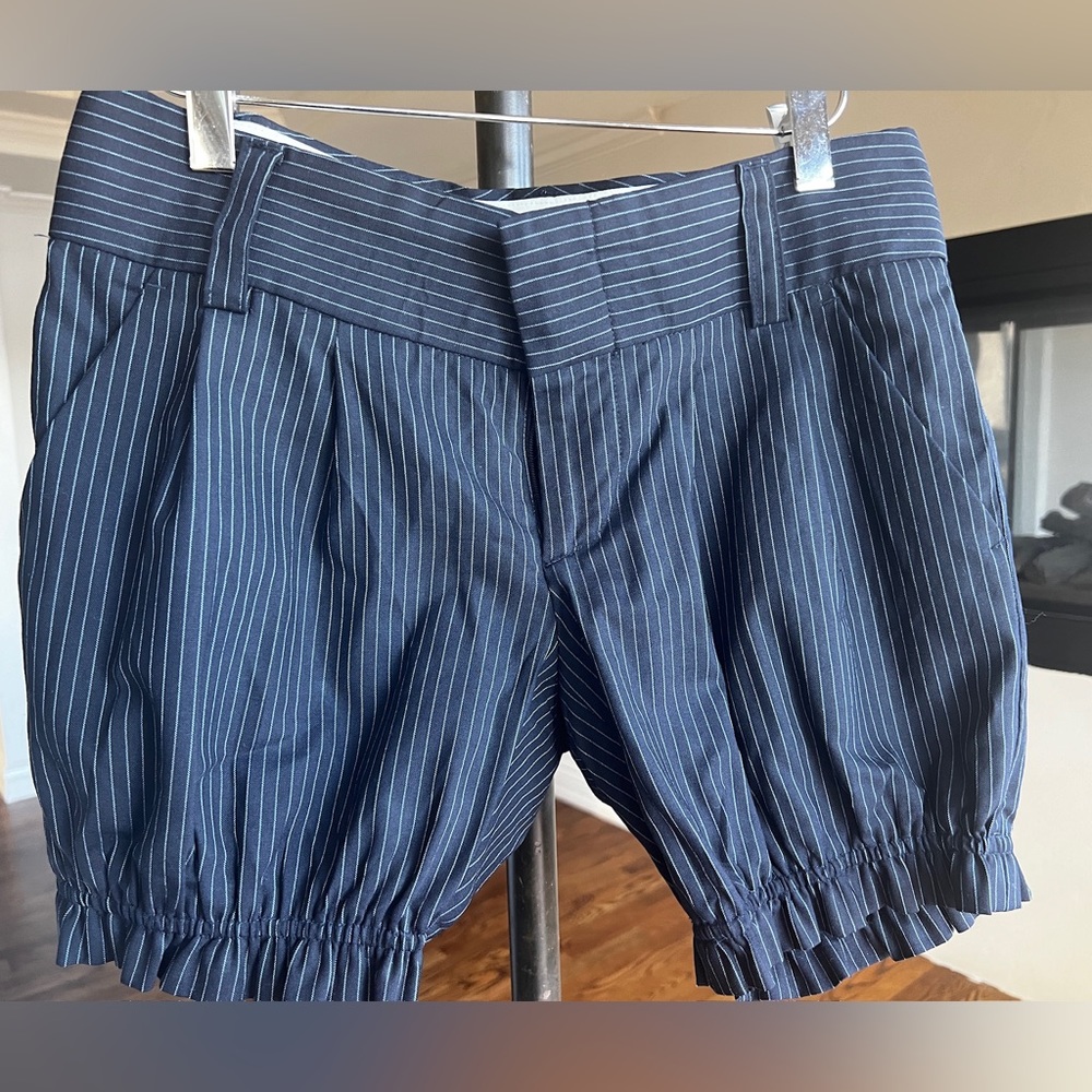Alice & Olivia Pinstripe Short with ruffle hem
